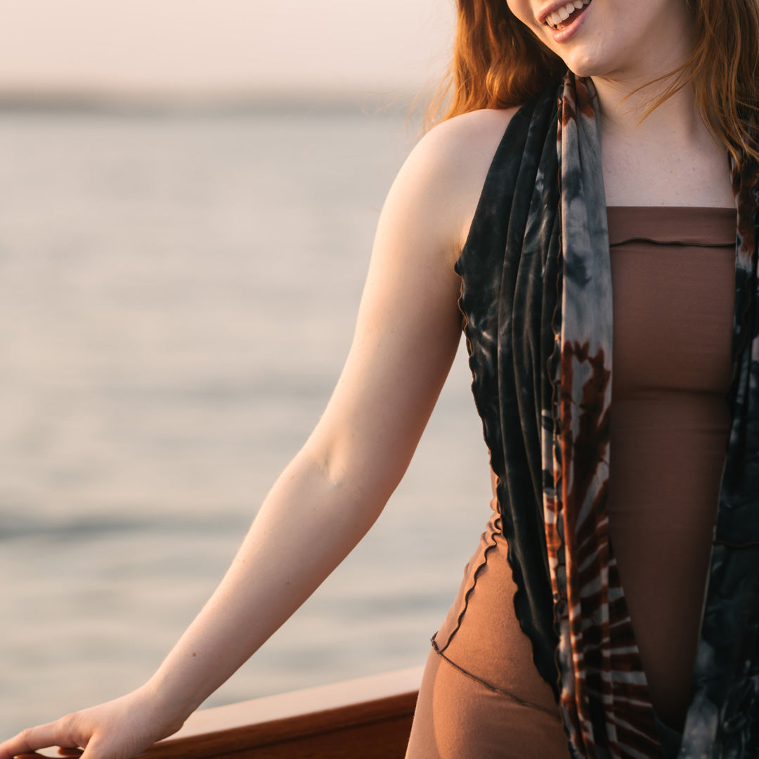 swirlsuit wide leg jumpsuit in cedar