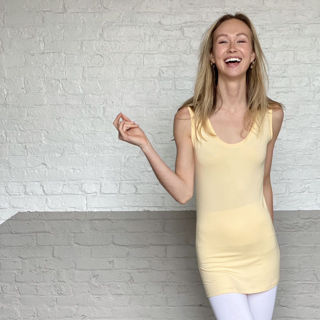 core tank in butter + capri base in white