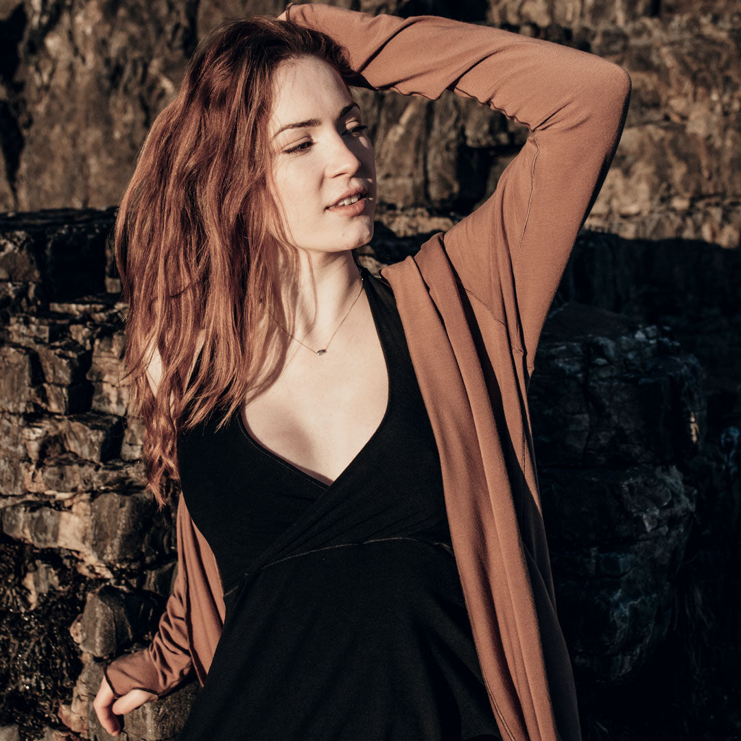 halter vneck dress in black