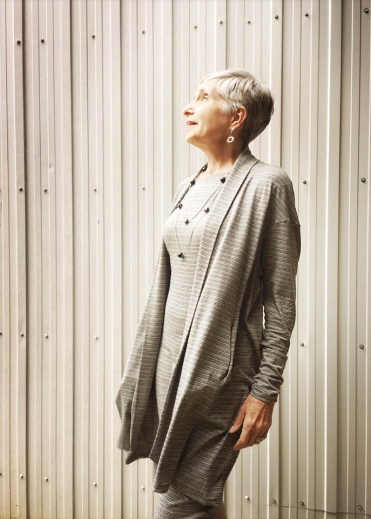 hstripe coco blazer over matching sheath