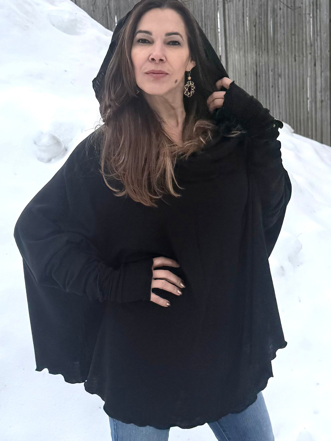 WOOL MOUNTAIN cowl neck tunic