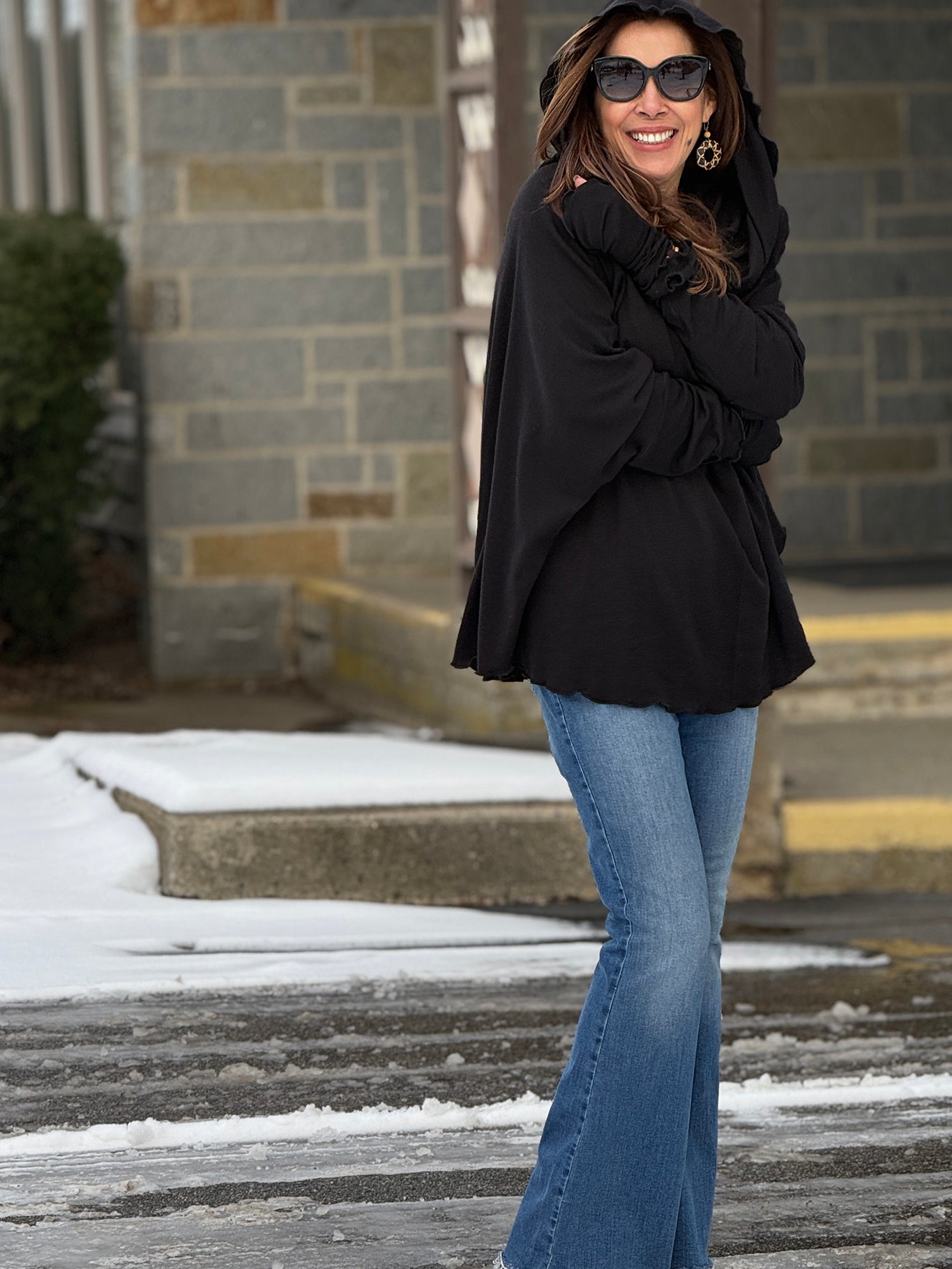 WOOL MOUNTAIN cowl neck tunic