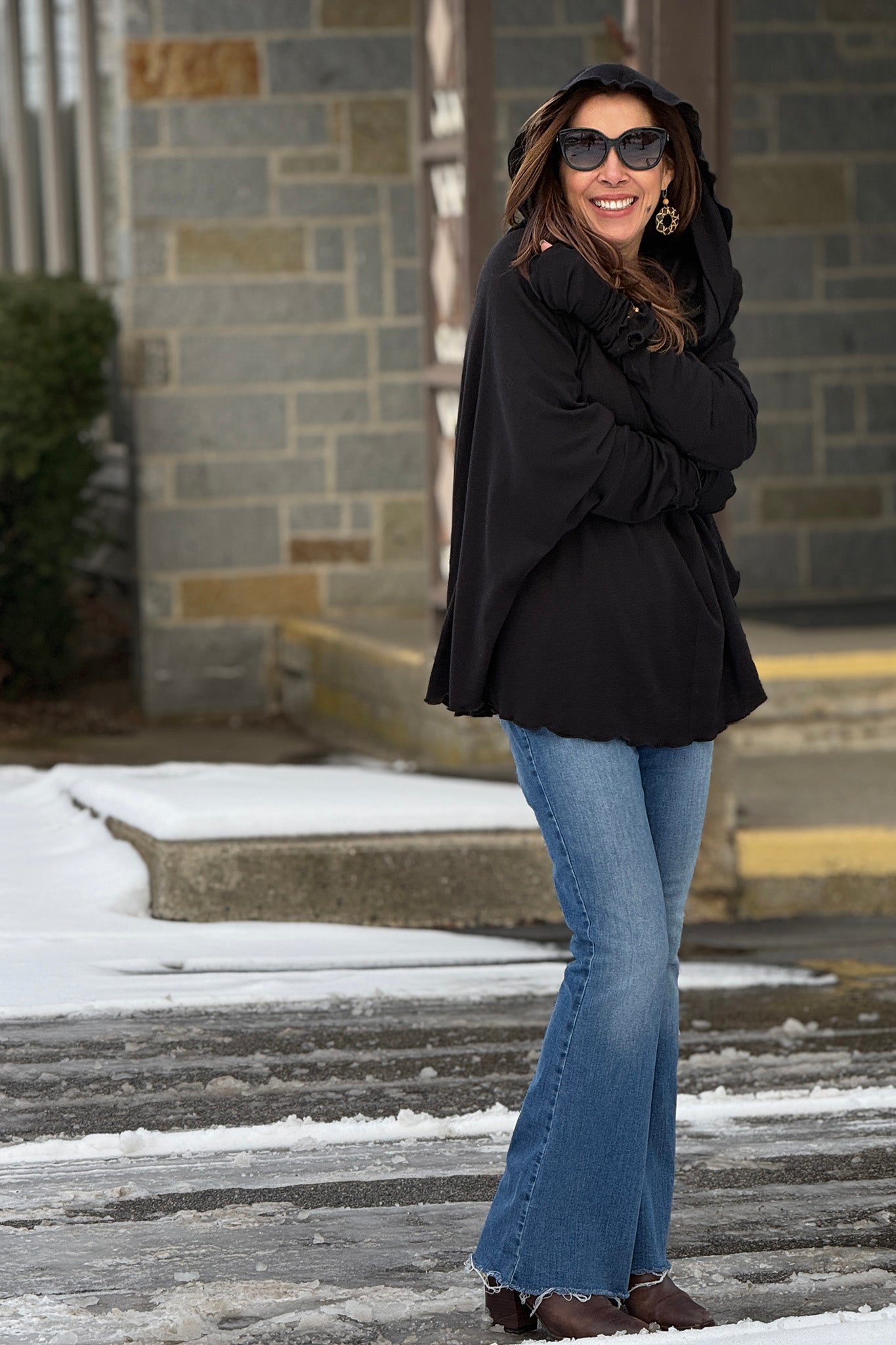 WOOL MOUNTAIN cowl neck tunic