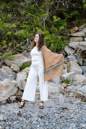 suger® shawl earth tribe worn with milk hug + milk harlow