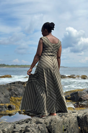 gleam bias vneck gown in country stripe