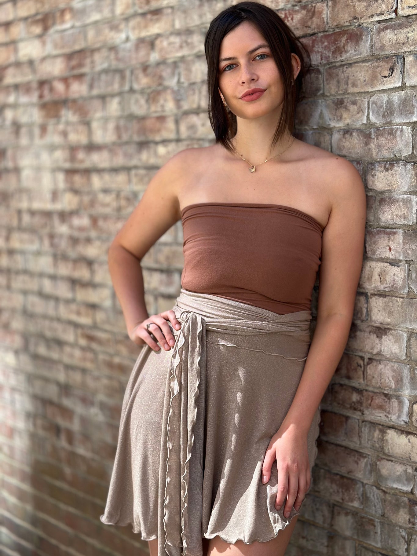 cedar pinup with champagne shimmer girly wrap