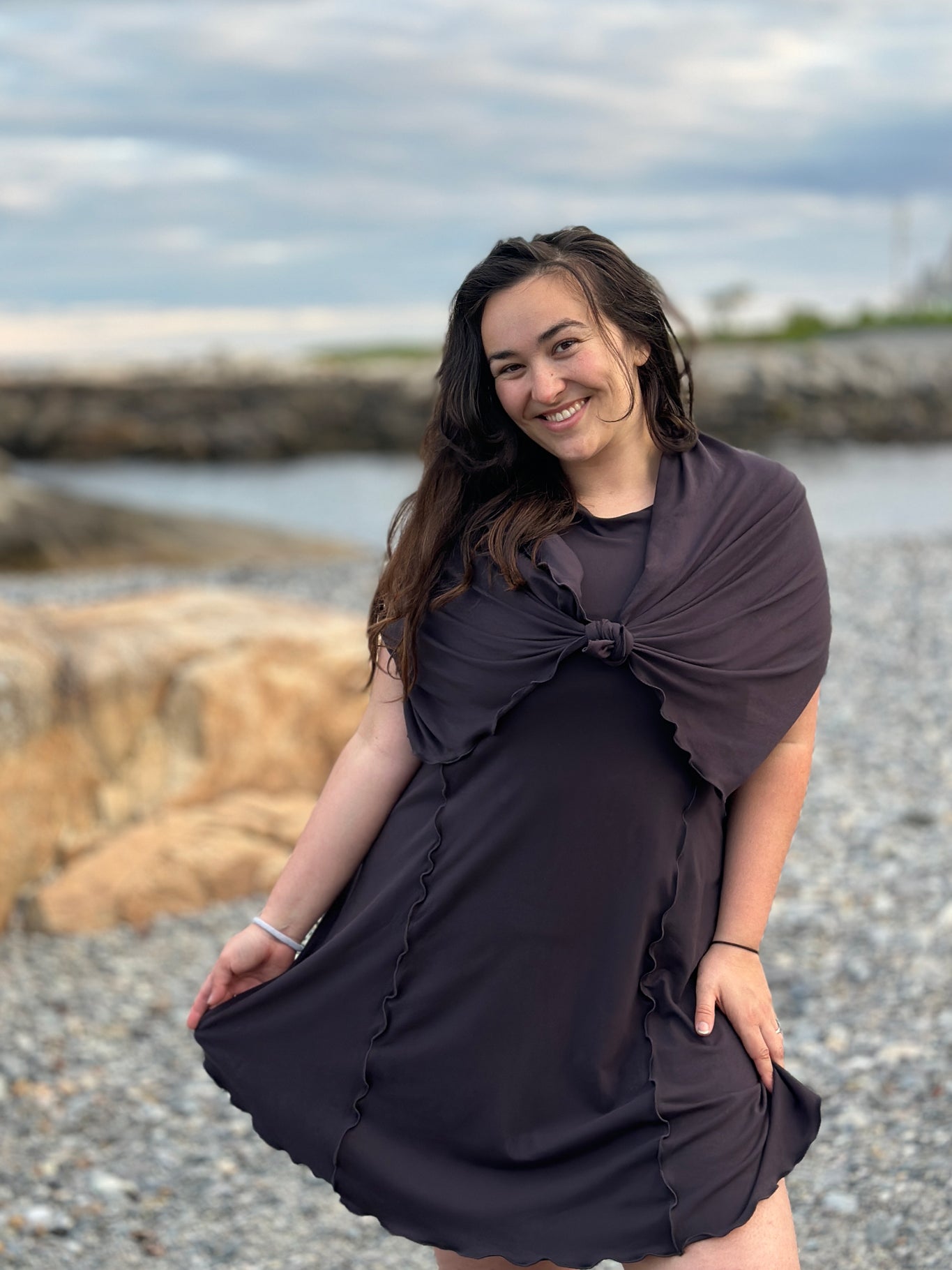 angelrox® dahlin' dress in carbon tied in front