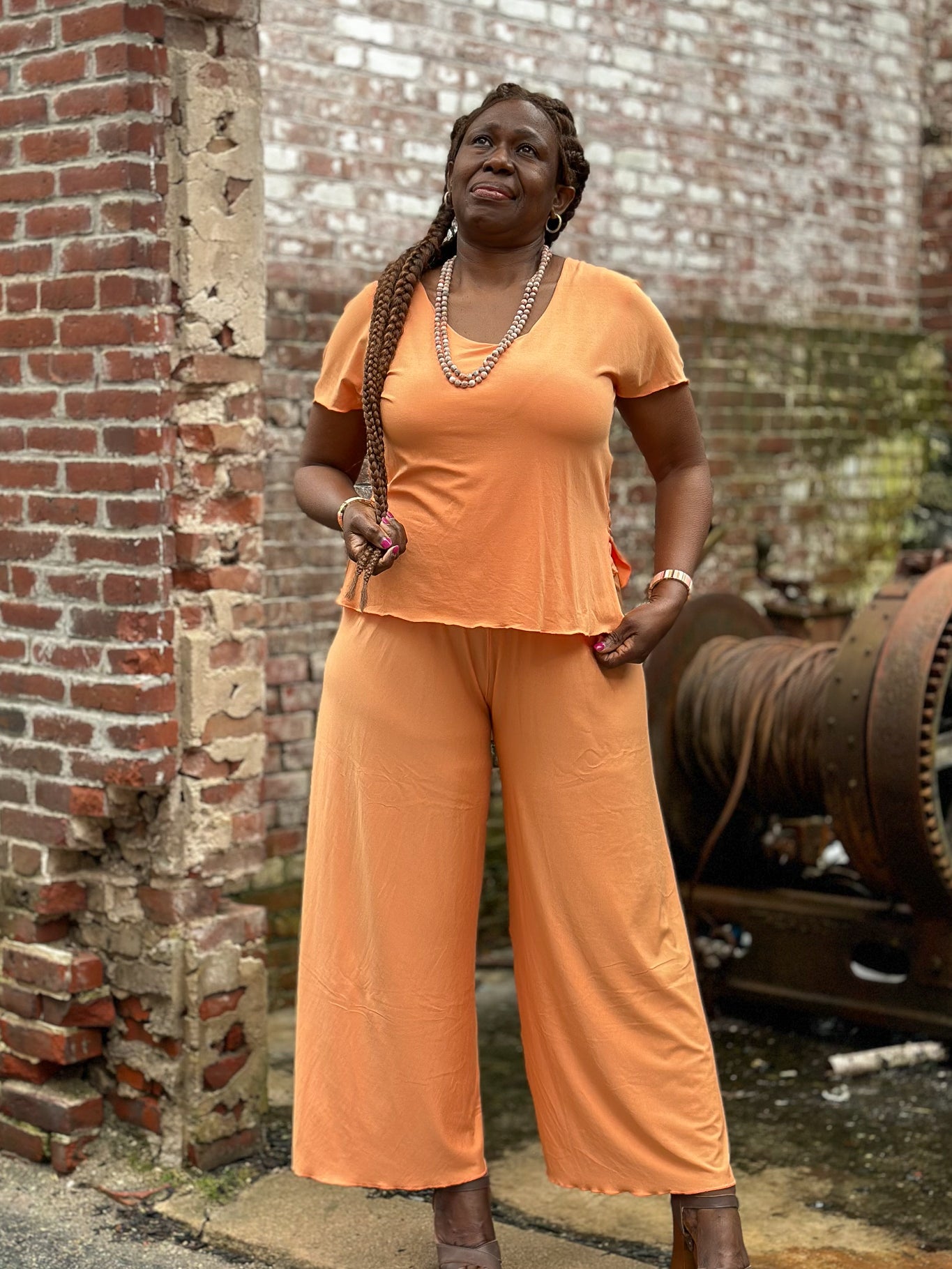 palazzo + sola t in tissue peach