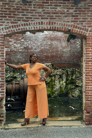 palazzo + sola t in tissue peach