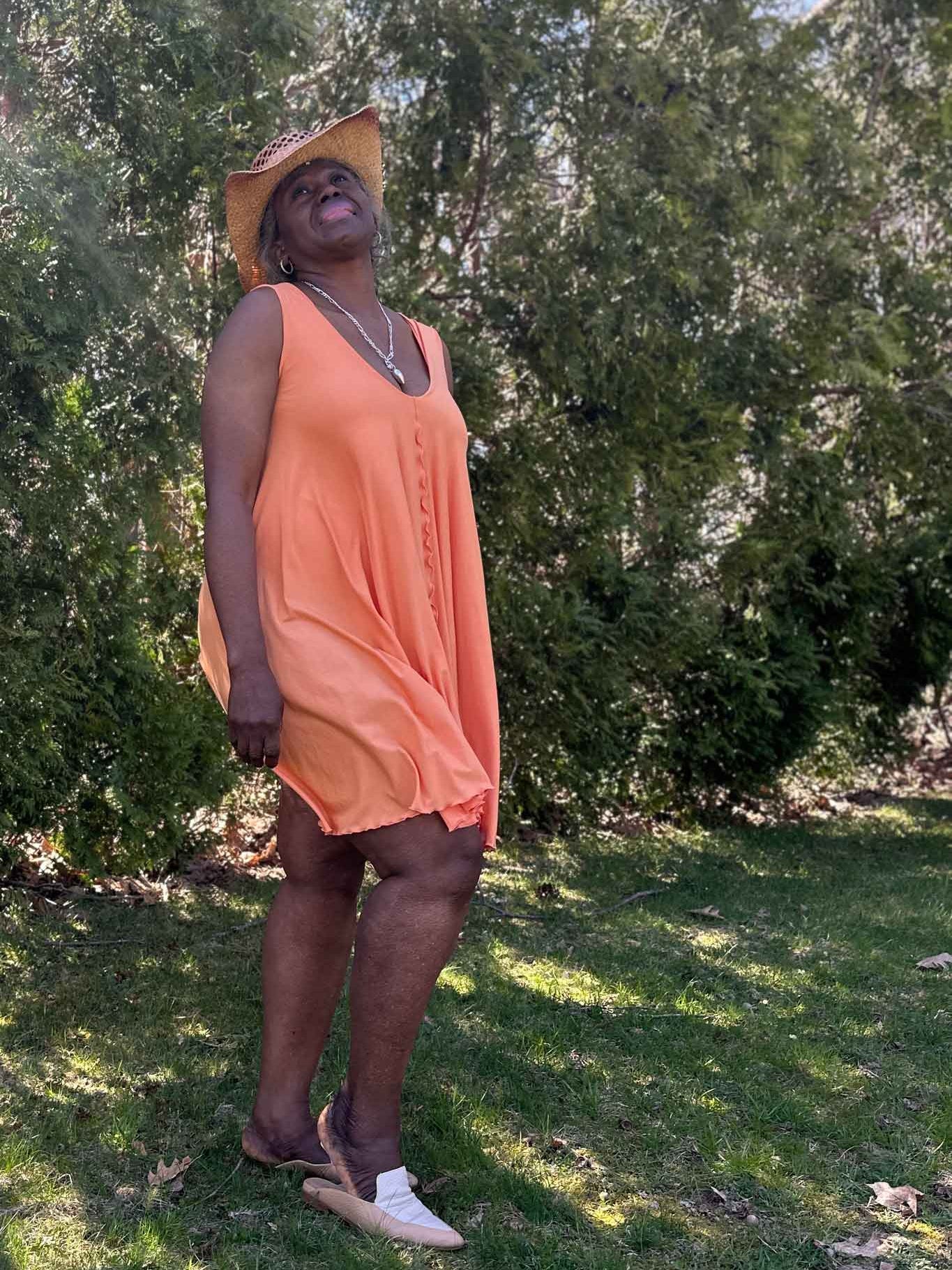 angelrox® dixie dress in tissue peach