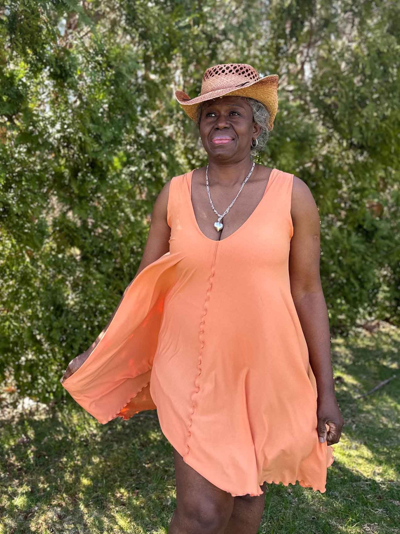 angelrox® dixie dress in tissue peach