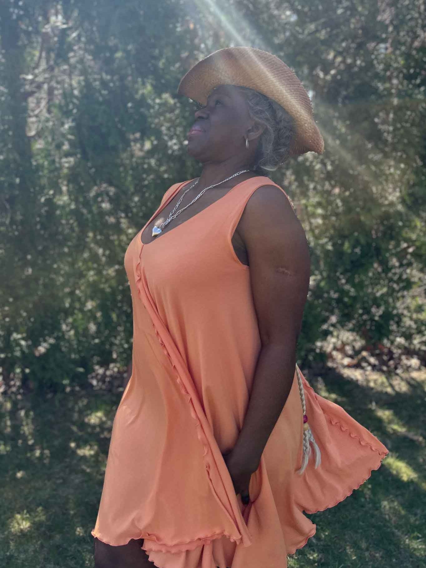 angelrox® dixie dress in tissue peach