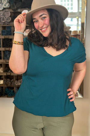 sola t in tissue cove with the palazzo pant in tissue bay