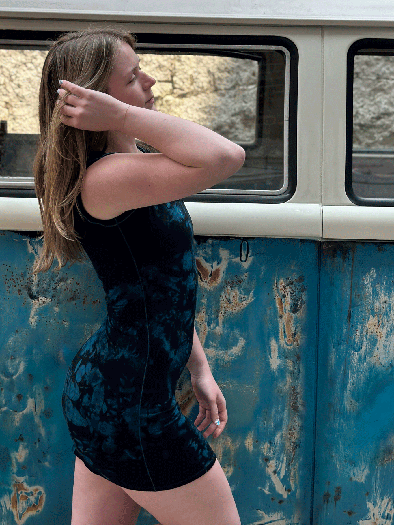 wifey tank mini dress in blue crush