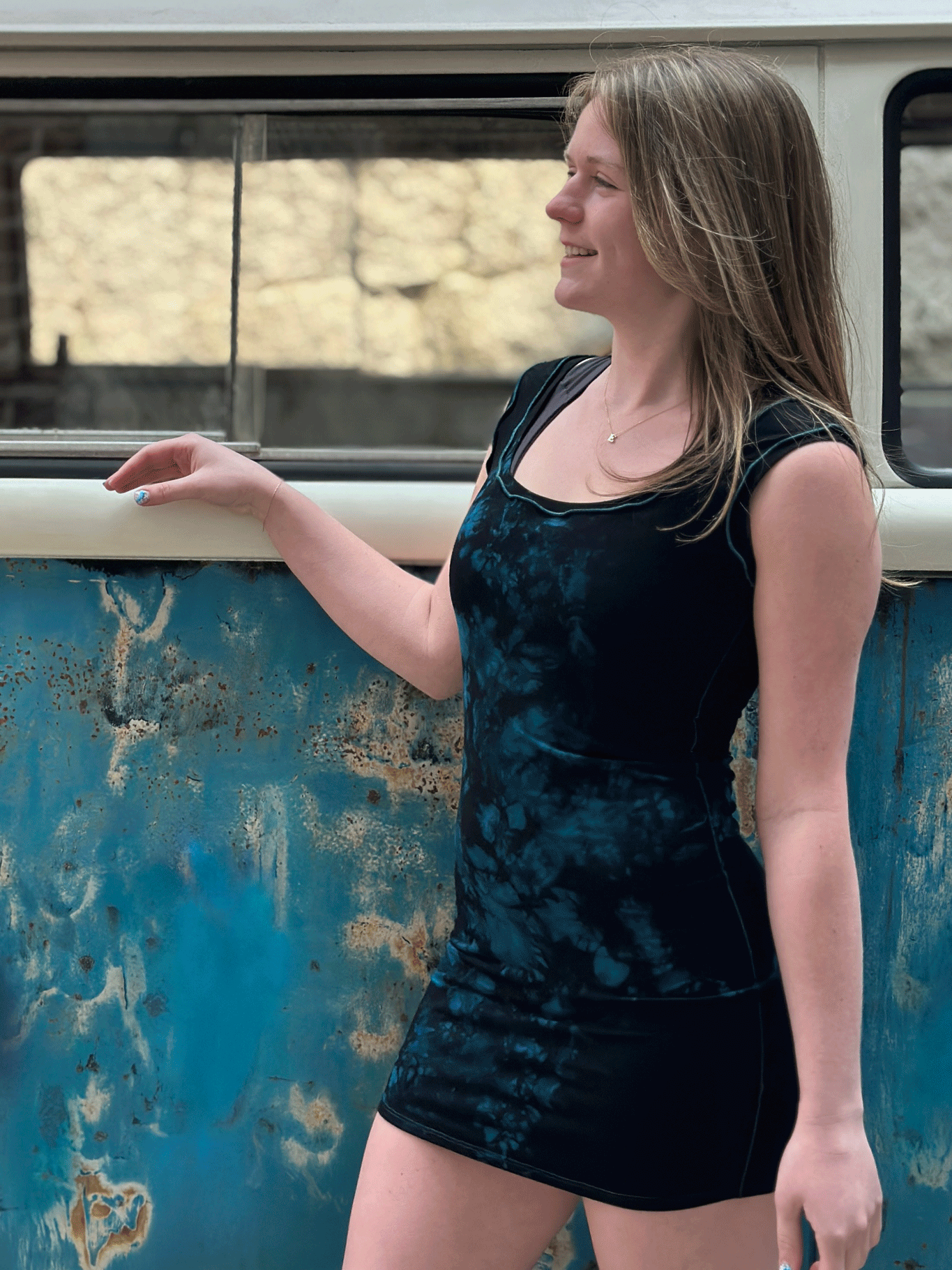 wifey tank mini dress in blue crush