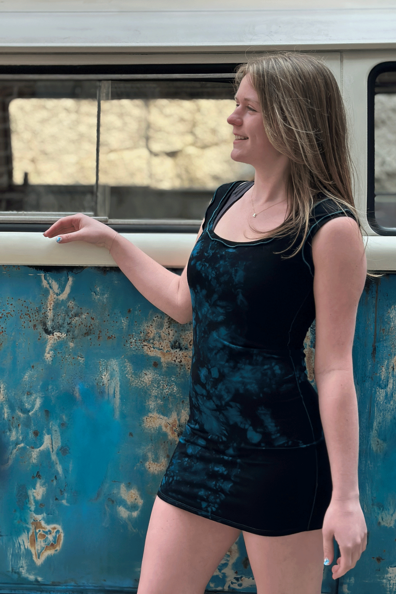 wifey tank mini dress in blue crush