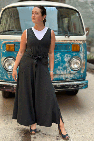 farmer jumpsuit in lava styled with white hug