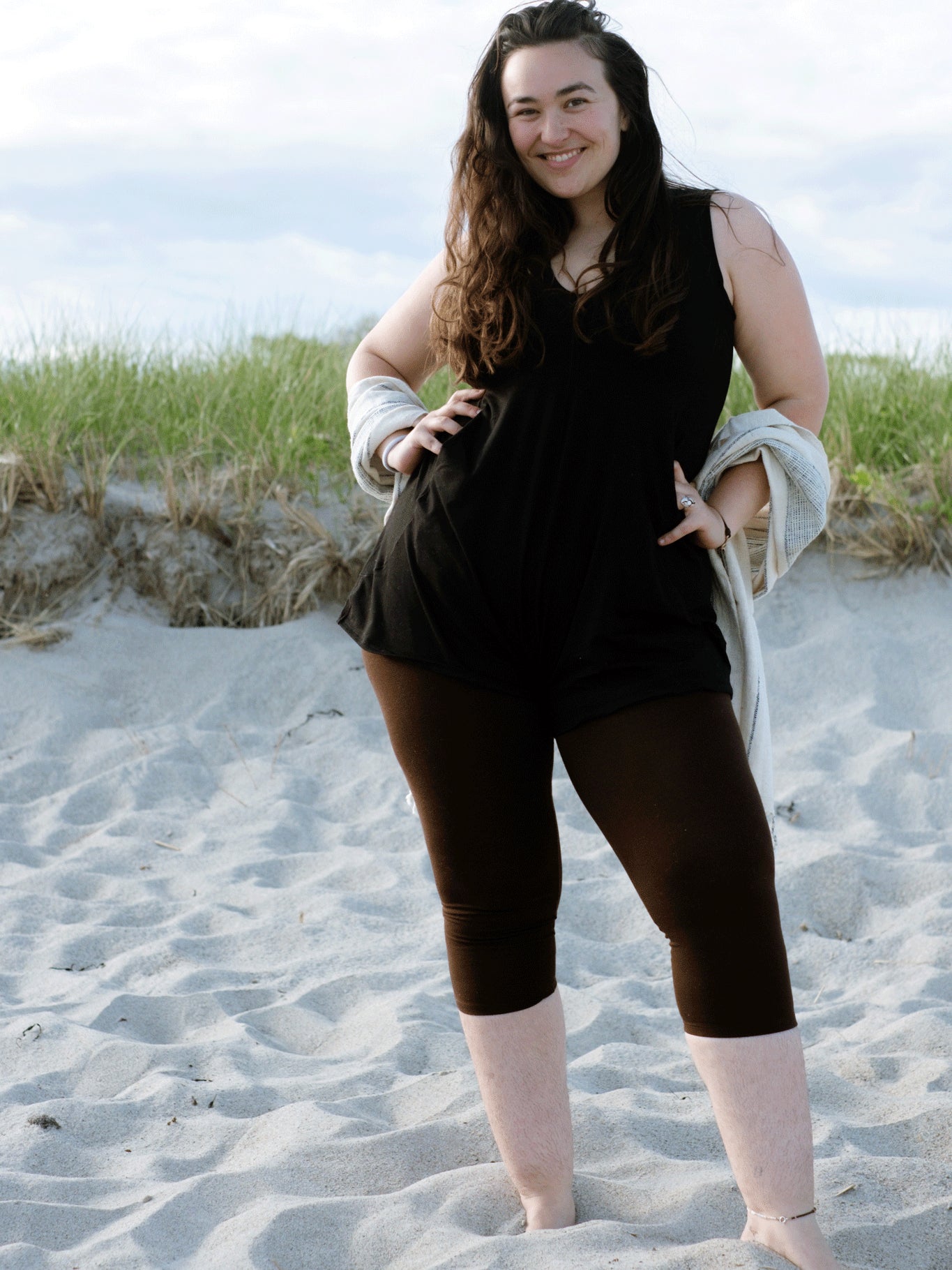 suger® black sprout romper worn by model size joy