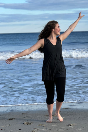 suger® sprout romper in lava + black capri