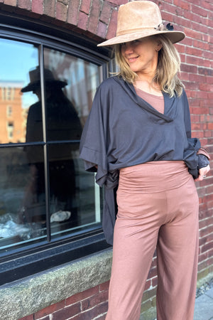frida in dusk bamboo over cedar vneck and cedar bloom pant