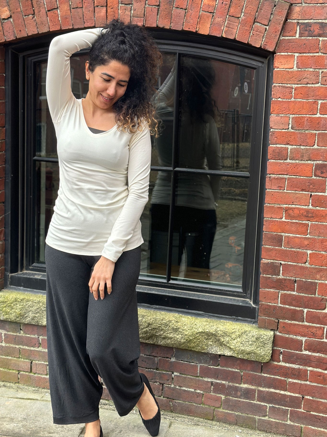 lava bloom with milk vneck