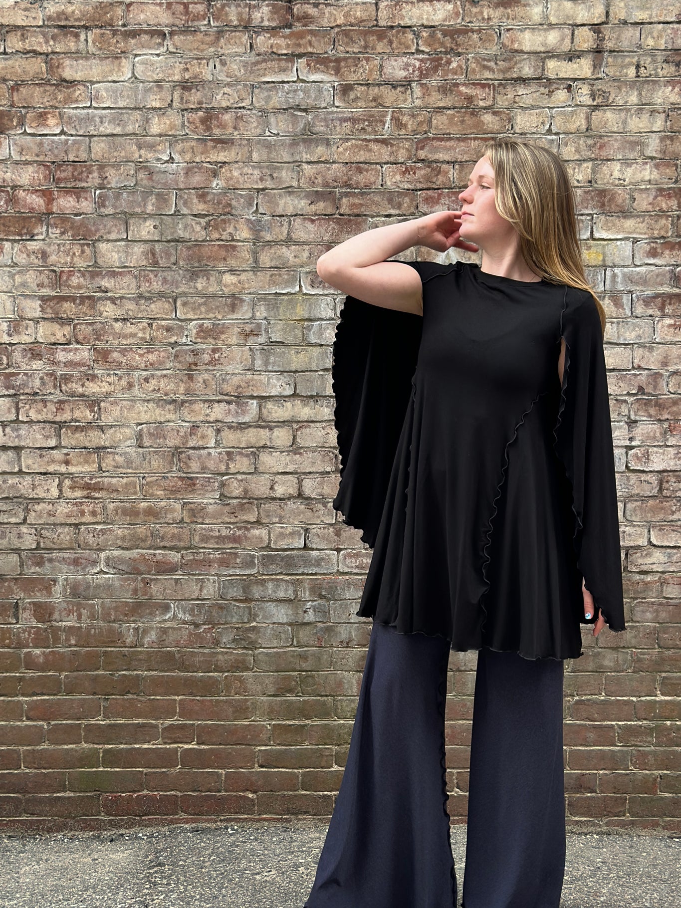 angelrox® dahlin' dress  in black styled with midnight swirlsuit