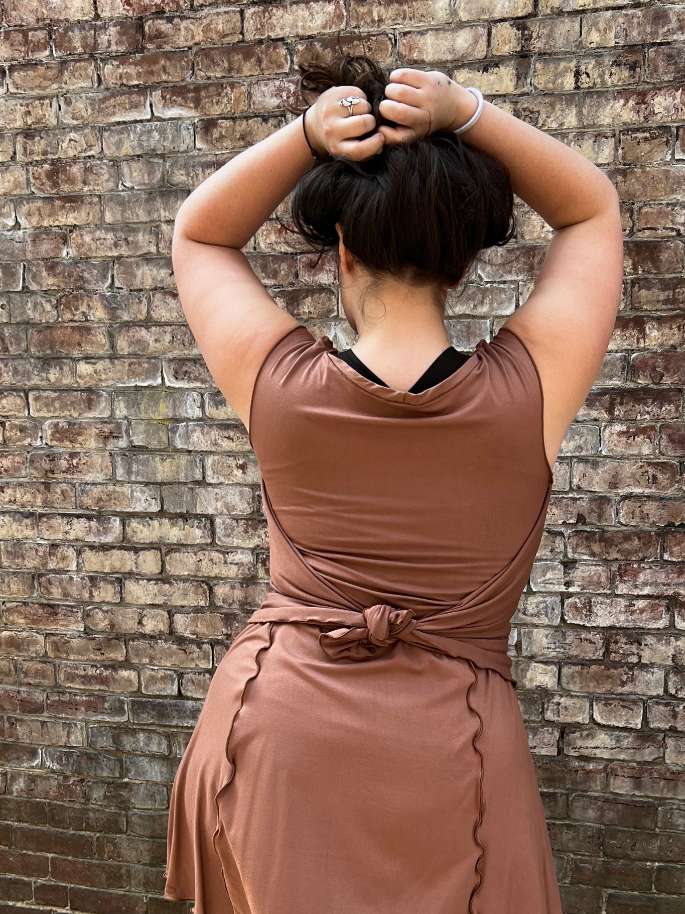 angelrox® dahlin' dress in cedar tied in back 