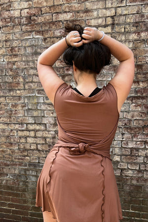 angelrox® dahlin' dress in cedar tied in back 
