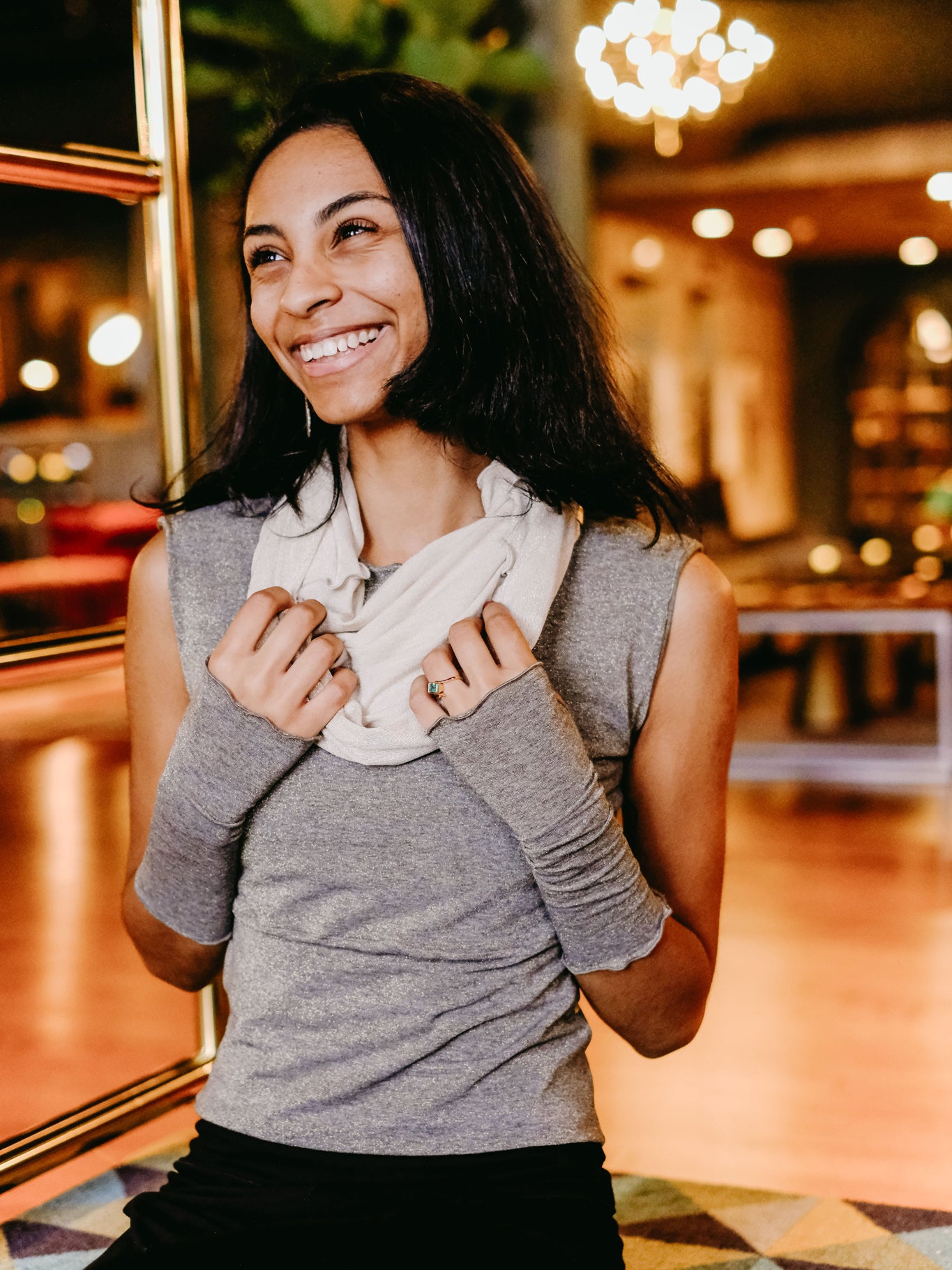 angelrox® aria fingerless gloves in gold with hourglass in heaven and hourglass in champagne