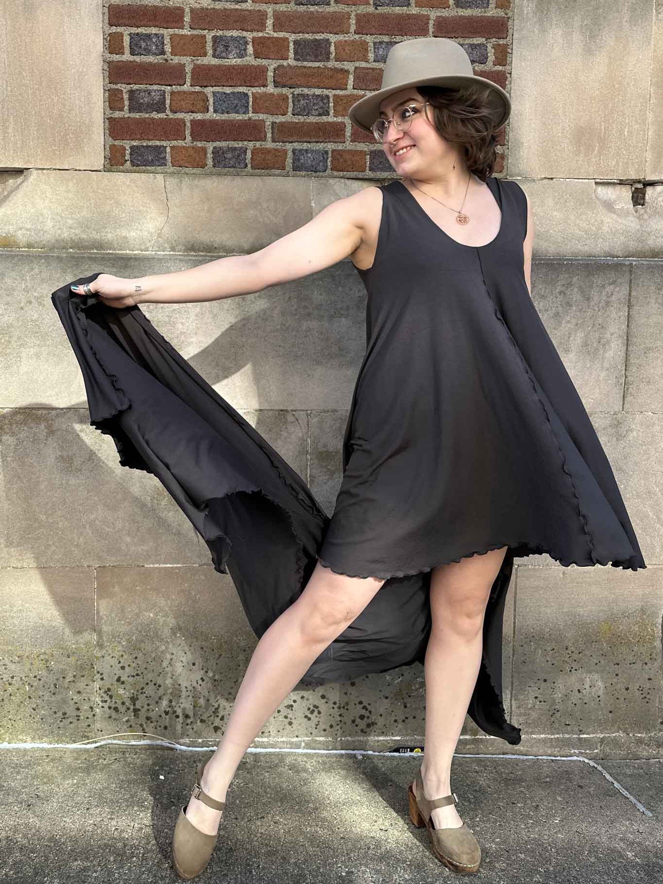 angelrox® dixie dress in tissue dusk with shawl in tissue dusk