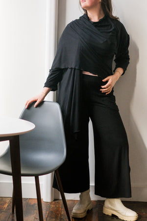 prima jacket in black paired with harlow pants in black