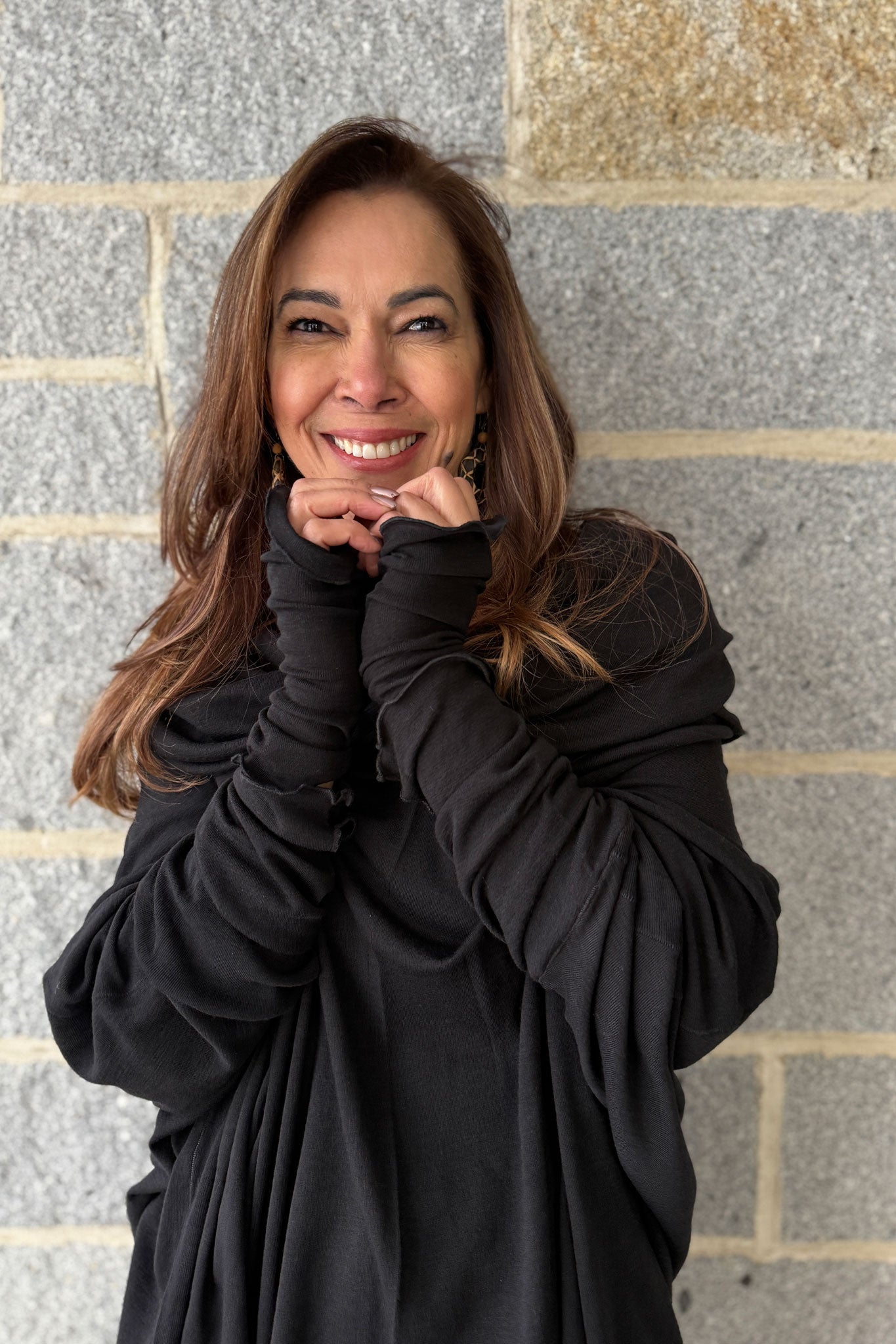 WOOL MOUNTAIN cowl neck tunic