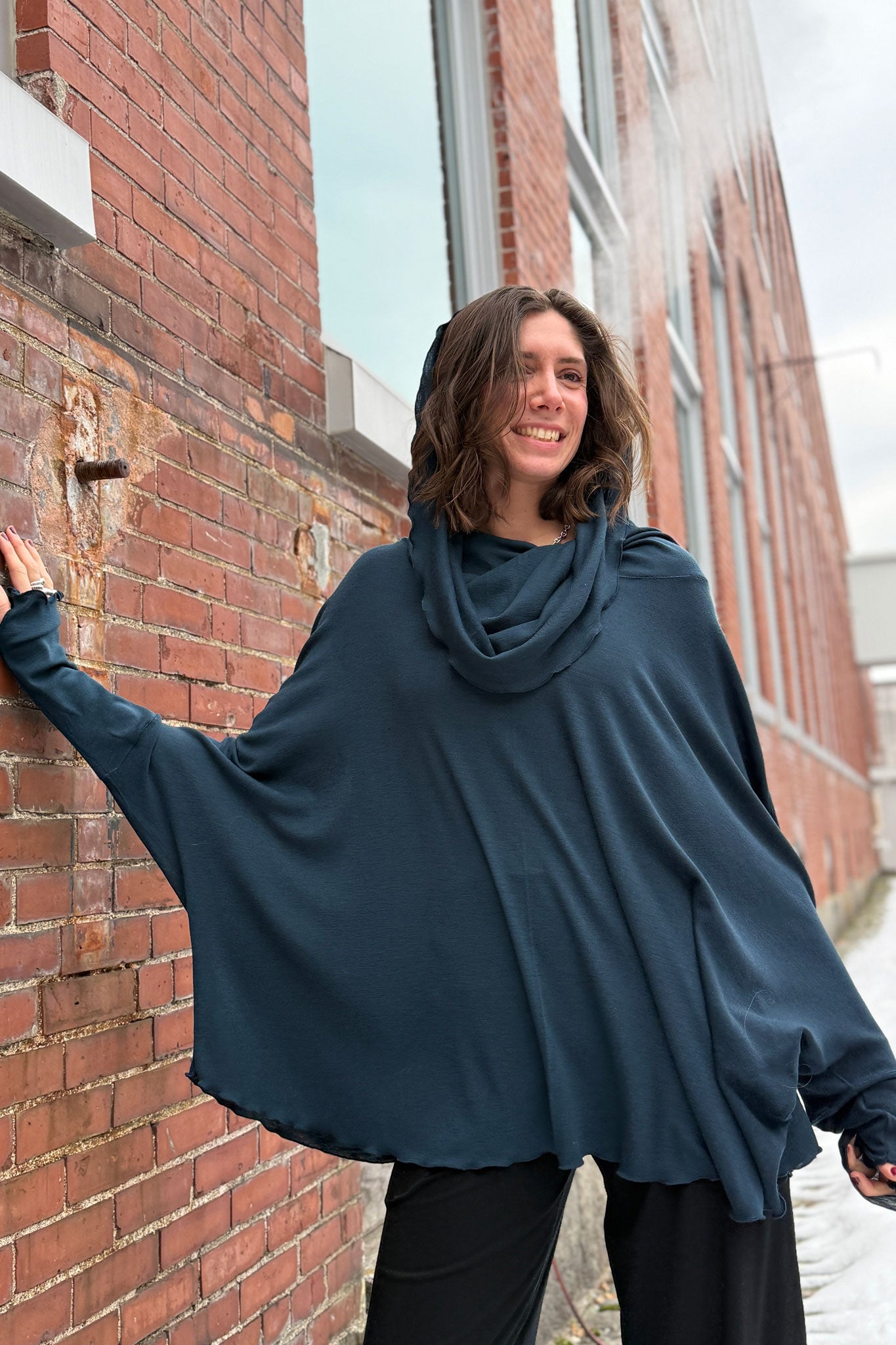 WOOL MOUNTAIN cowl neck tunic