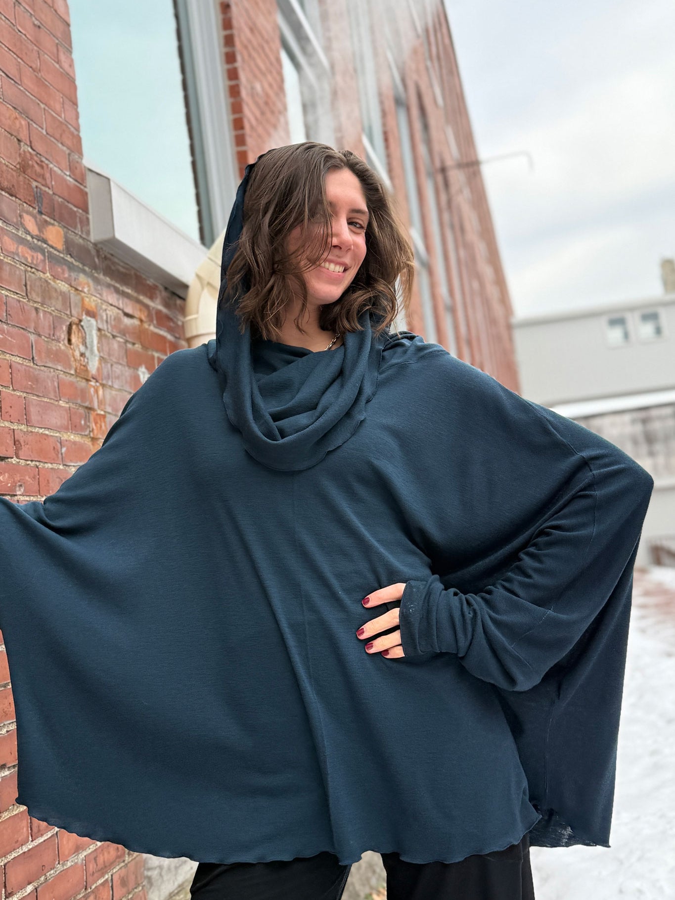 WOOL MOUNTAIN cowl neck tunic