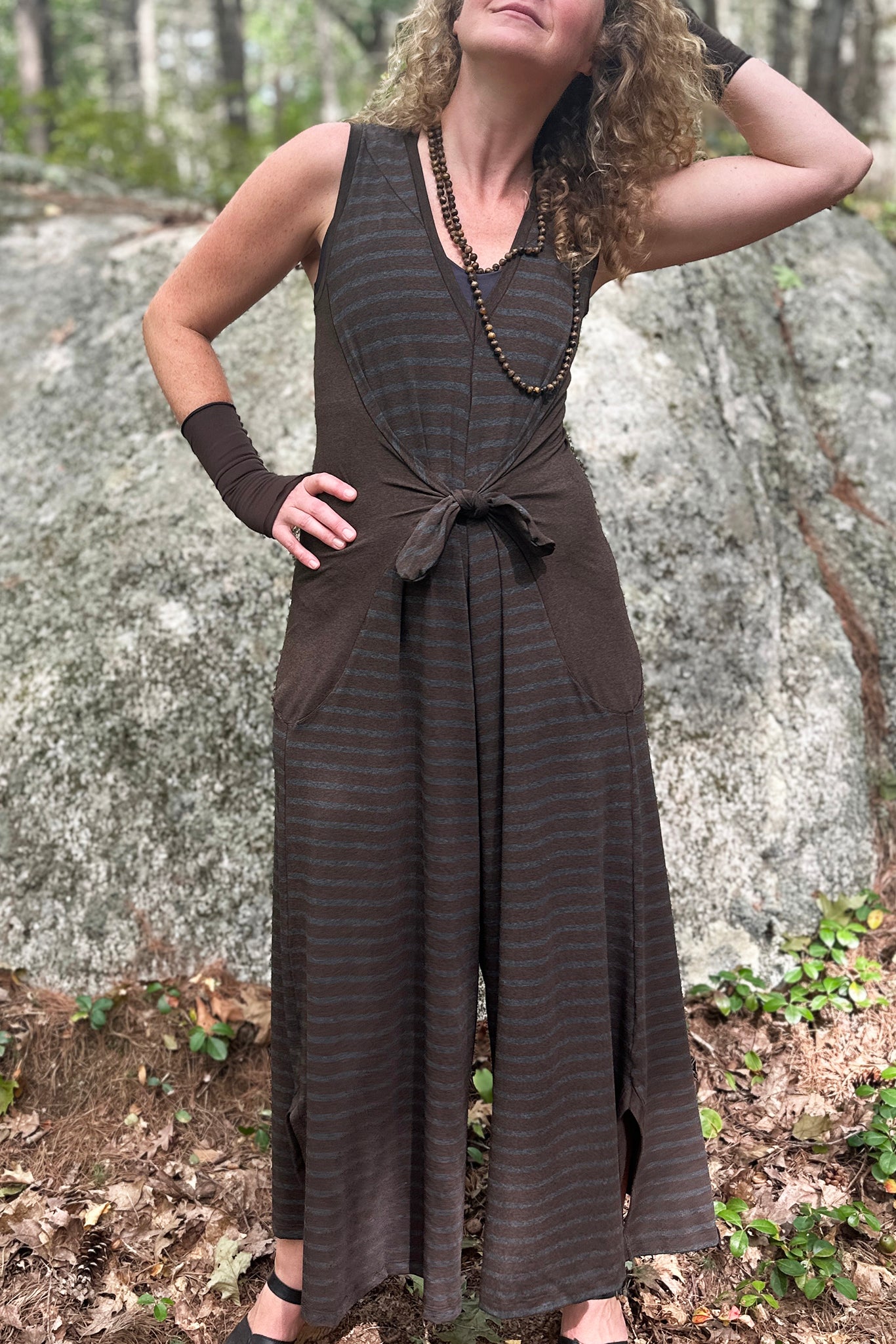 suger farmer jumpsuit in woodland espresso