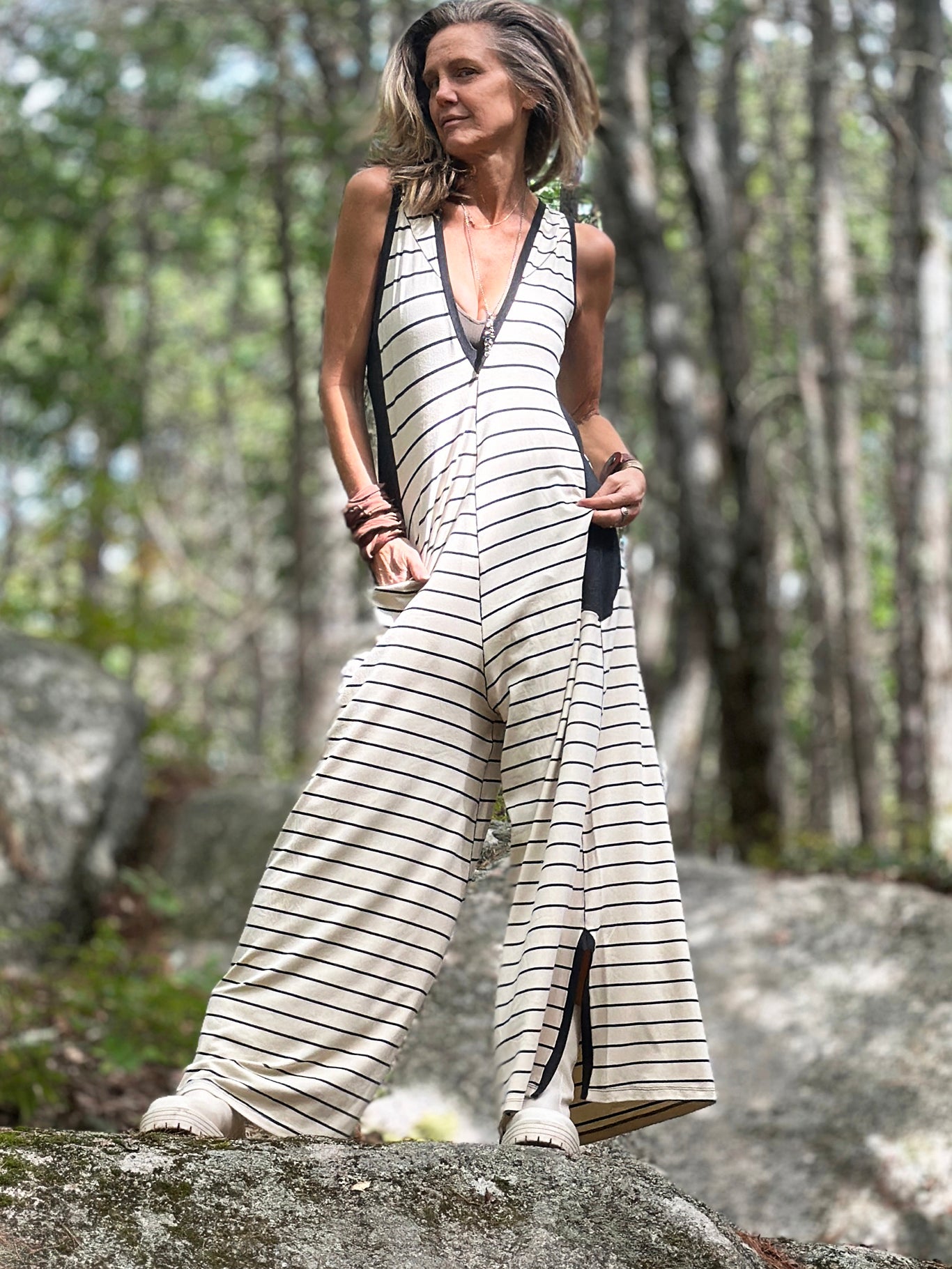 suger farmer jumpsuit in yang stripe