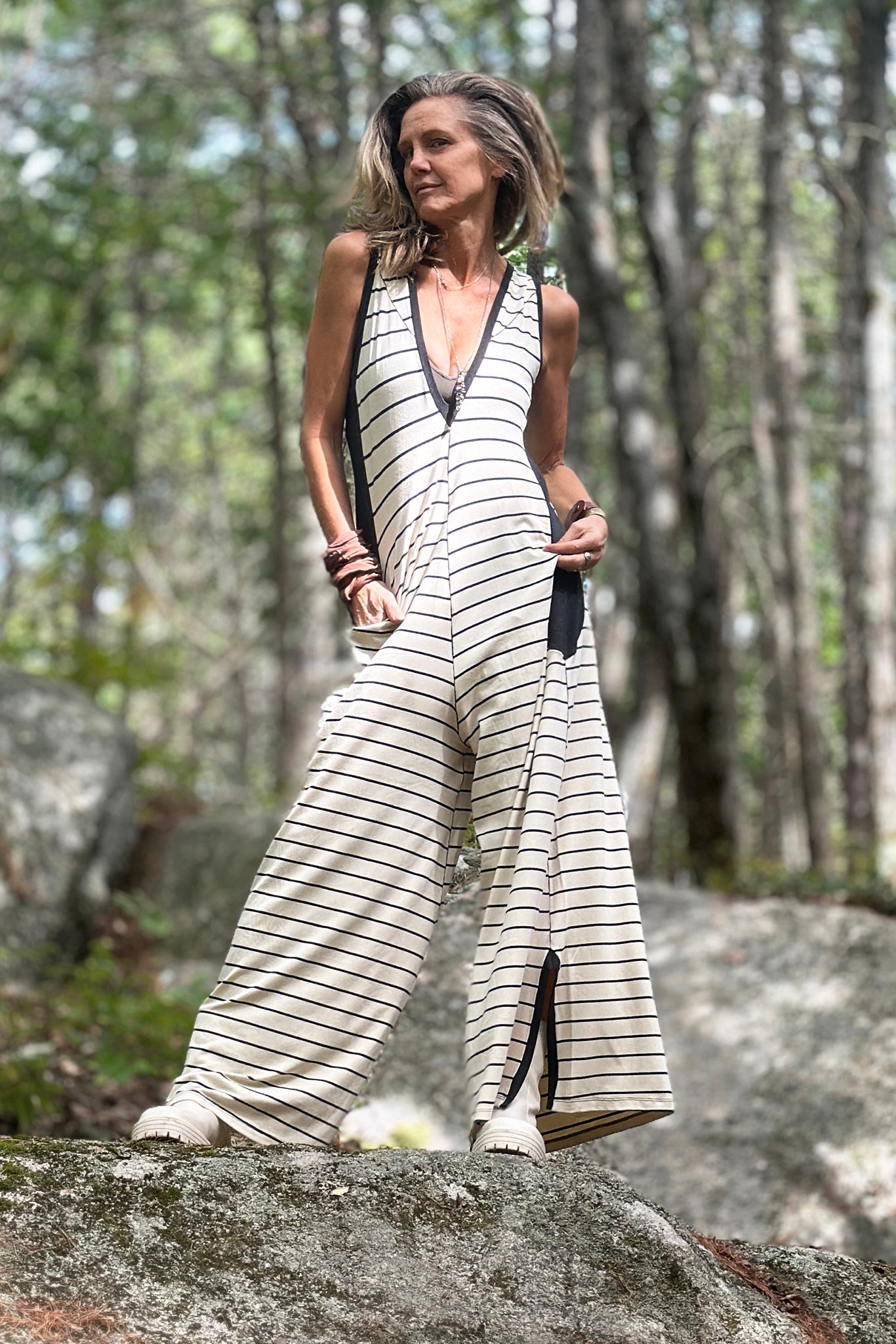 suger farmer jumpsuit in yang stripe