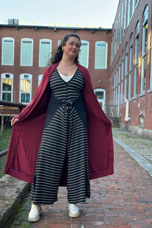 suger farmer jumpsuit in yin with ruby duster