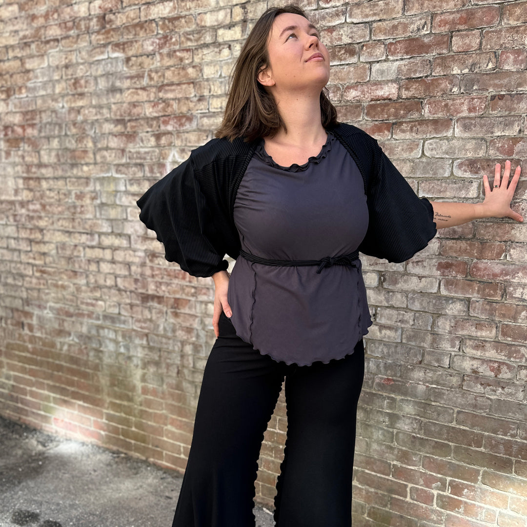 angelrox® sweet t in carbon styled under the subtle black flutter