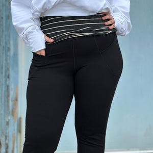 black terry yogi with white terry beachcomber and yin stripe hourglass