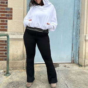 black terry yogi with white terry beachcomber and yin stripe hourglass