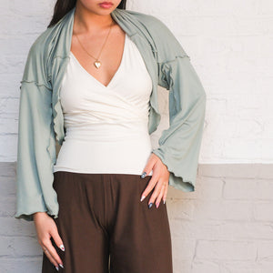 truly in glass paired with cross top in milk and palazzo pants in sable