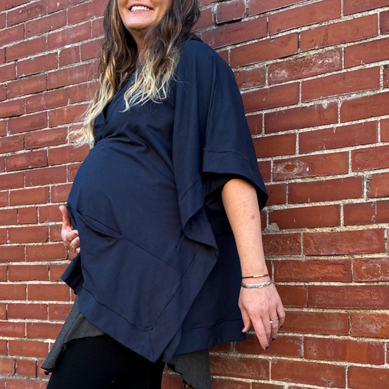 navy bamboo frida over base legging on momma to be