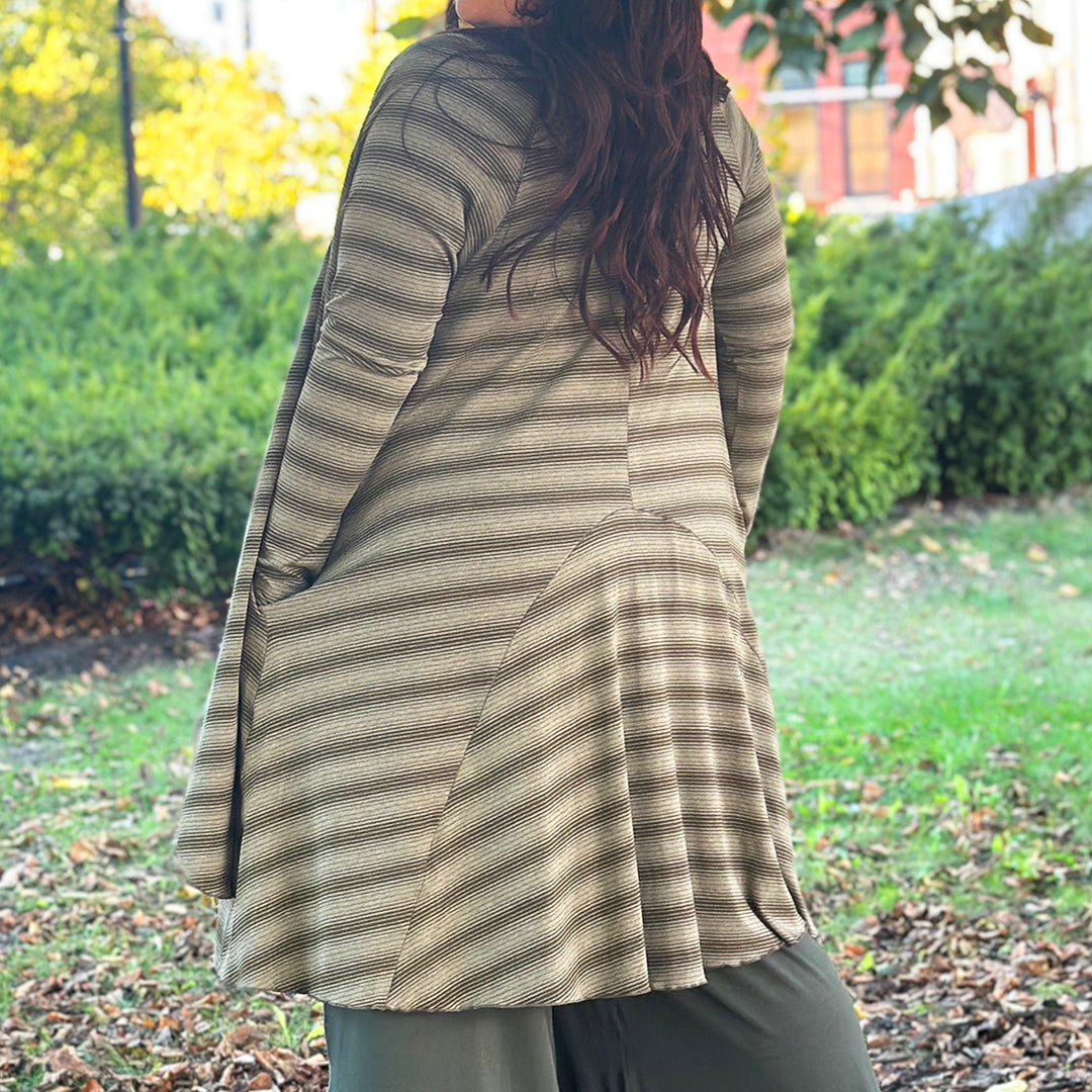 riding coat jacket in country stripe back view