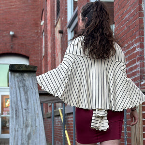 ruby pencil skirt styled as dress with yang stripe girly wrap