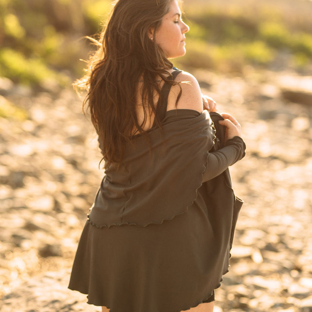 olive cardi jacket - sensual + soothing in plant based fibers that comfort + breathe