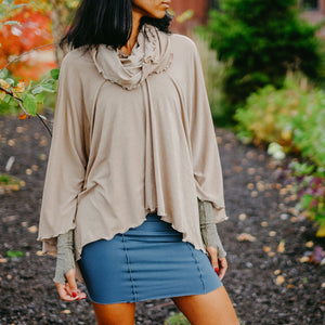 champagne shimmer lil fox with gold shimmer aria sleeves + hourglass and ocean pencil skirt styled as dress