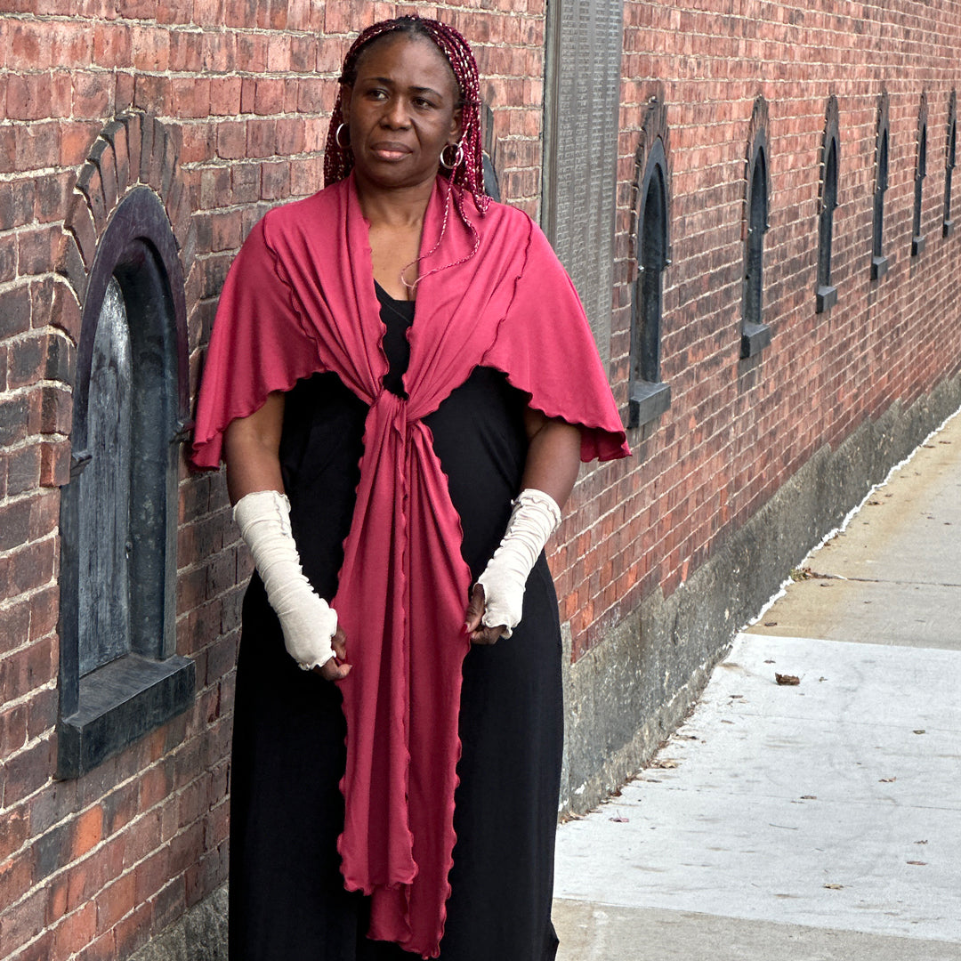 black farmer with ruby girly wrap and heaven shimmer opera sleeves