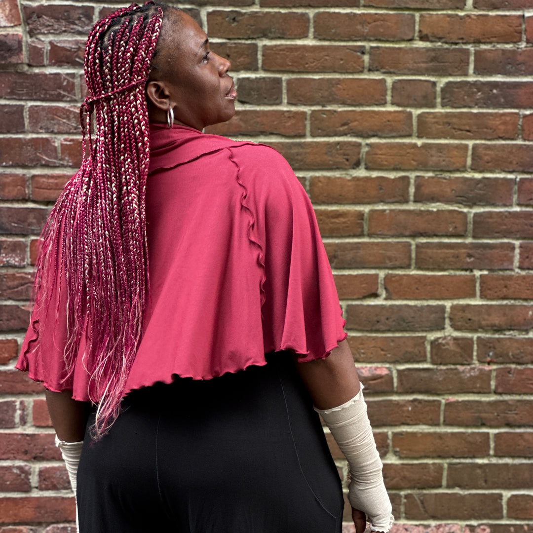 black farmer with ruby girly wrap and heaven shimmer opera sleeves