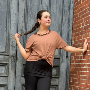 sweet t in cedar styled with black swirlsuit